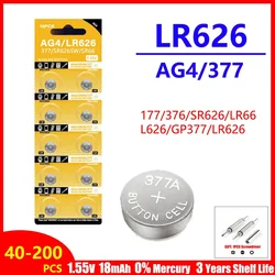 40-200PCS AG4 LR626 1.55V Alkaline Watch Battery 377 SR626 177 626A 377A CX66W For Toy Calculator Car Key Clock Button Cell