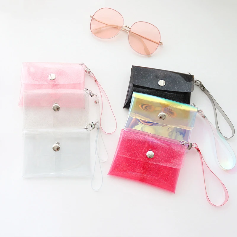 Fashion Transparent Waterproof Pvc Women Men Credit Card Id Card Storage Bag Mini Wallet Girls Coin Purse