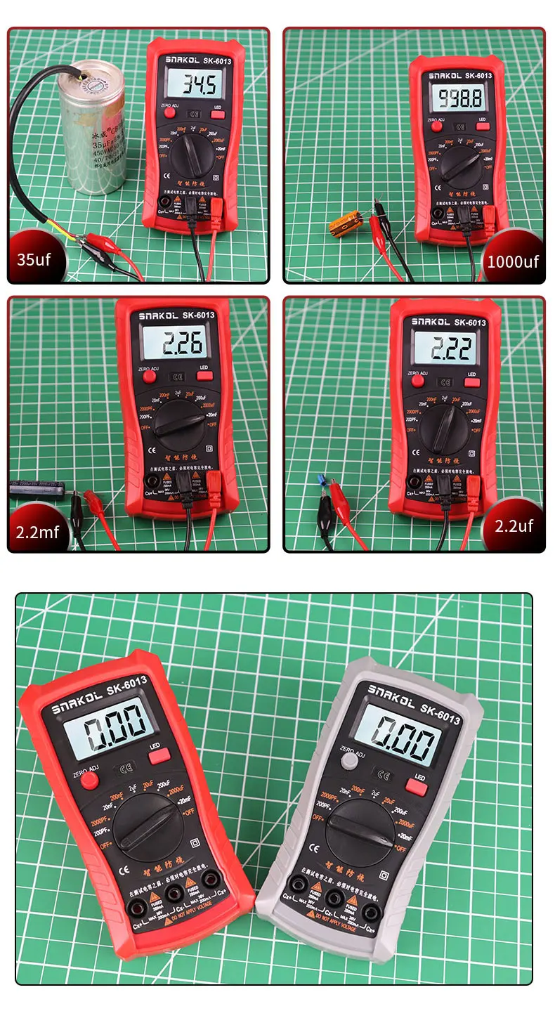 SK-6013 Digitales Kapazitätsmessgerät, professionelles Kapazitätsmessgerät, 20.000 uf, Kondensatortester, 1999, Zählungen, Elektriker-Multimeter – Detail 7