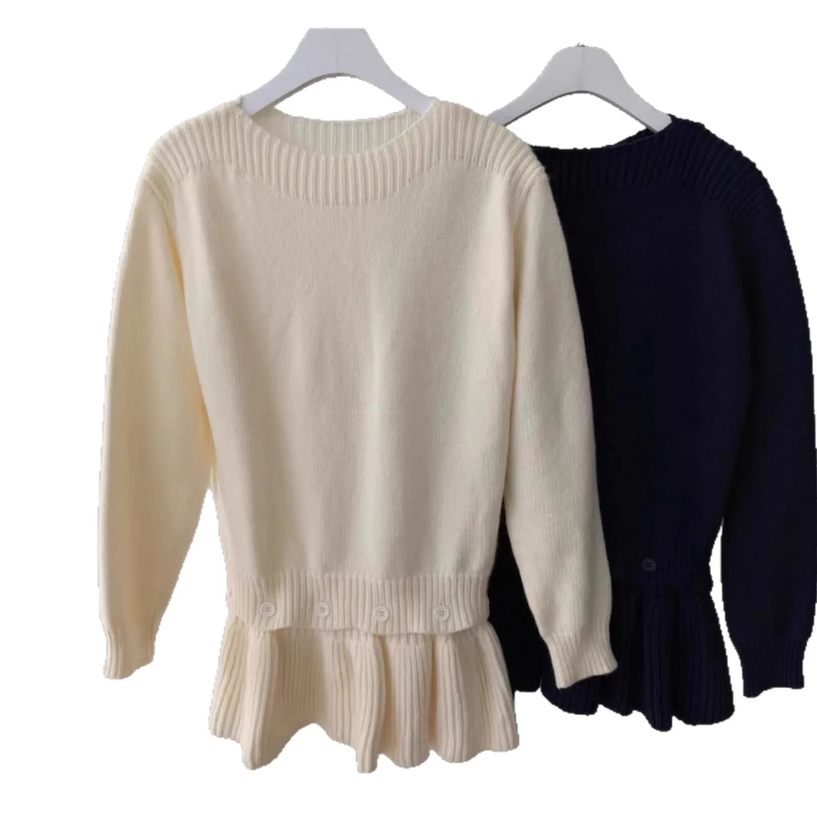 Ruffle Hem Knitted Sweater for Women in Autumn and Winter 2025 Loose and Gentle Temperament Sweater