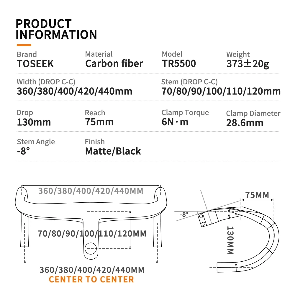 TOSEEK TR5500 Bicycle Handlebar T800 Carbon Handlebar Bike Road Integrated Integrated Handlebar Stem 28.6mm With Computer Holde