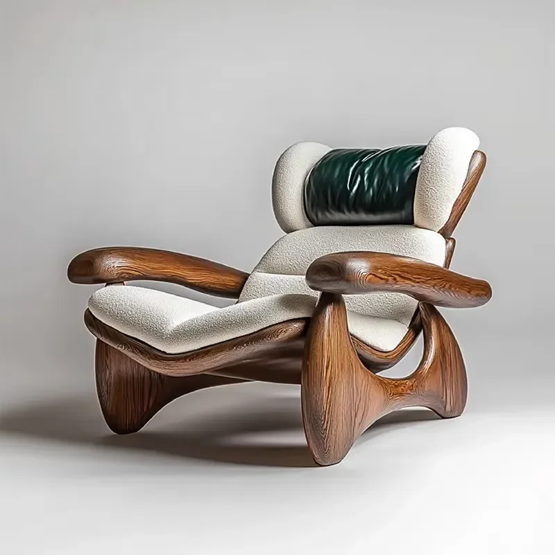 Mid-Century Style Lounge Chair with Polished Frame, Accent Armchair for Hotel Lobby