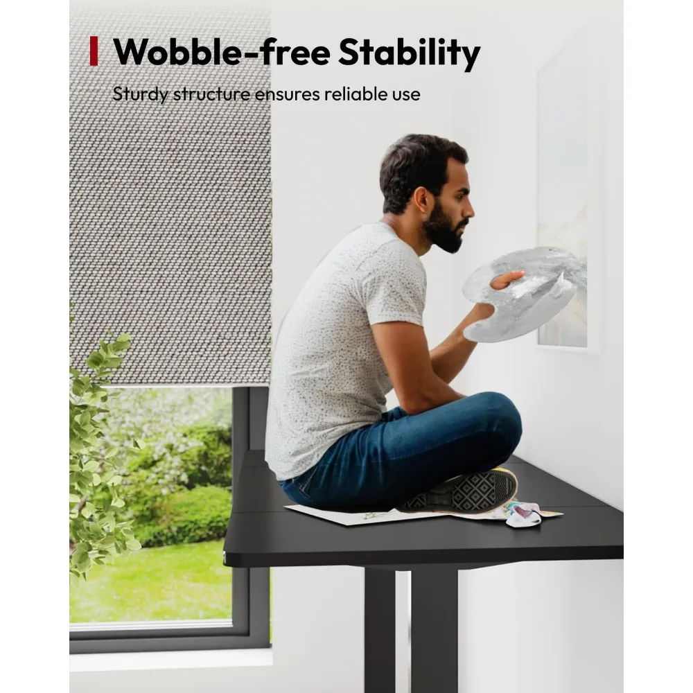 مكتب قائم بارتفاع قابل للتعديل مكتب كهربائي 79 × 32 بوصة حامل مكتب منزلي مع لوحة لصق، إطار أسود/B