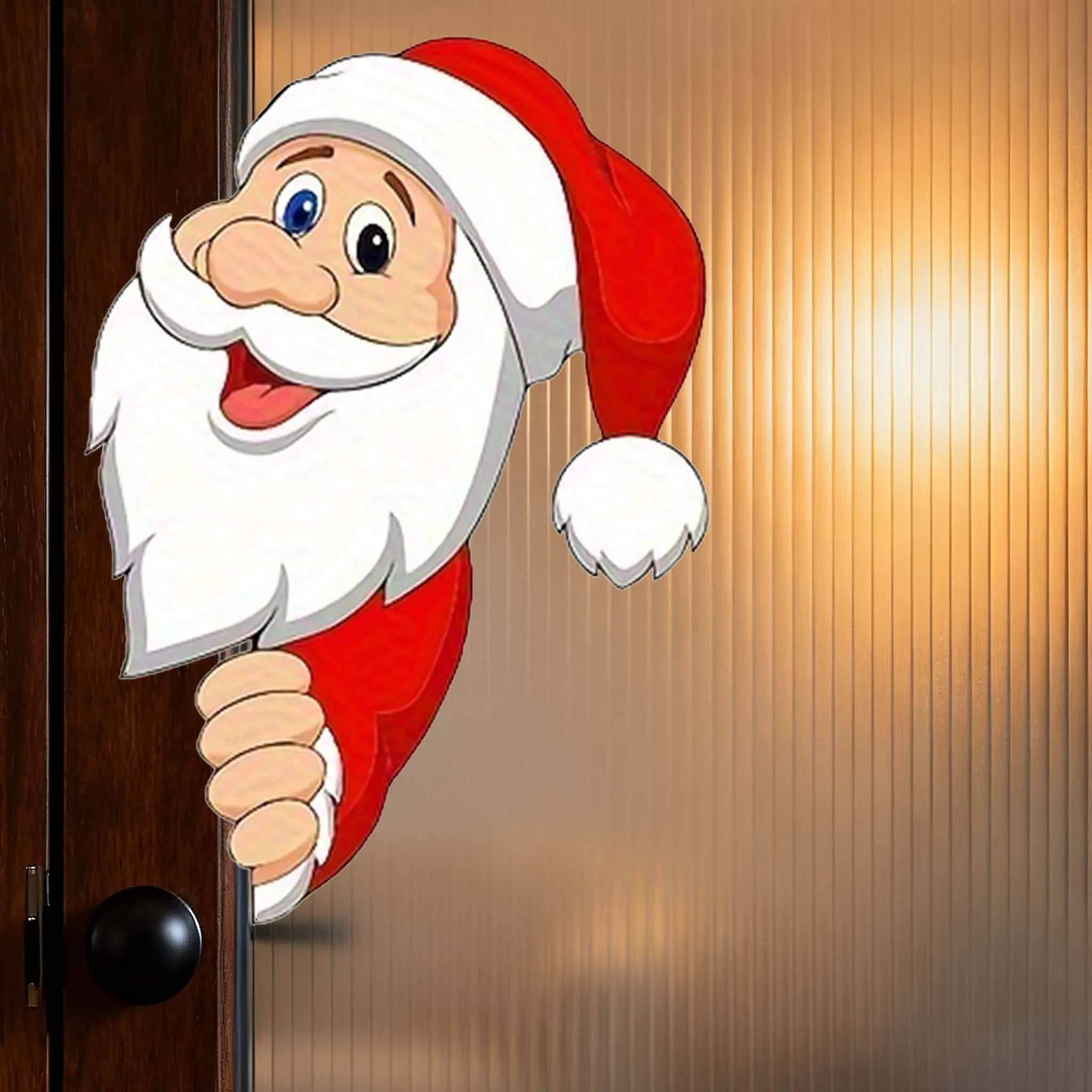 1PC Weihnachten Santa Claus Fenster Glas Aufkleber Wasserdicht für Tür Wand Kühlschrank Selbst-Kleber Vinyl Aufkleber Hause Dekoration
