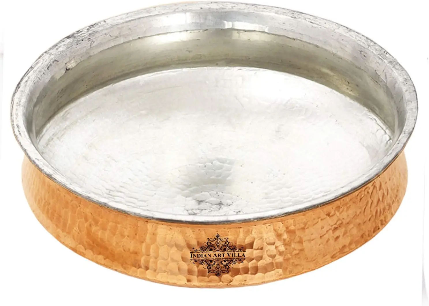 Indian Art Villa Copper Hammered Chaffing Dish Pan With Tin Lining, Cookware & Serveware, Capacity -6 Liter