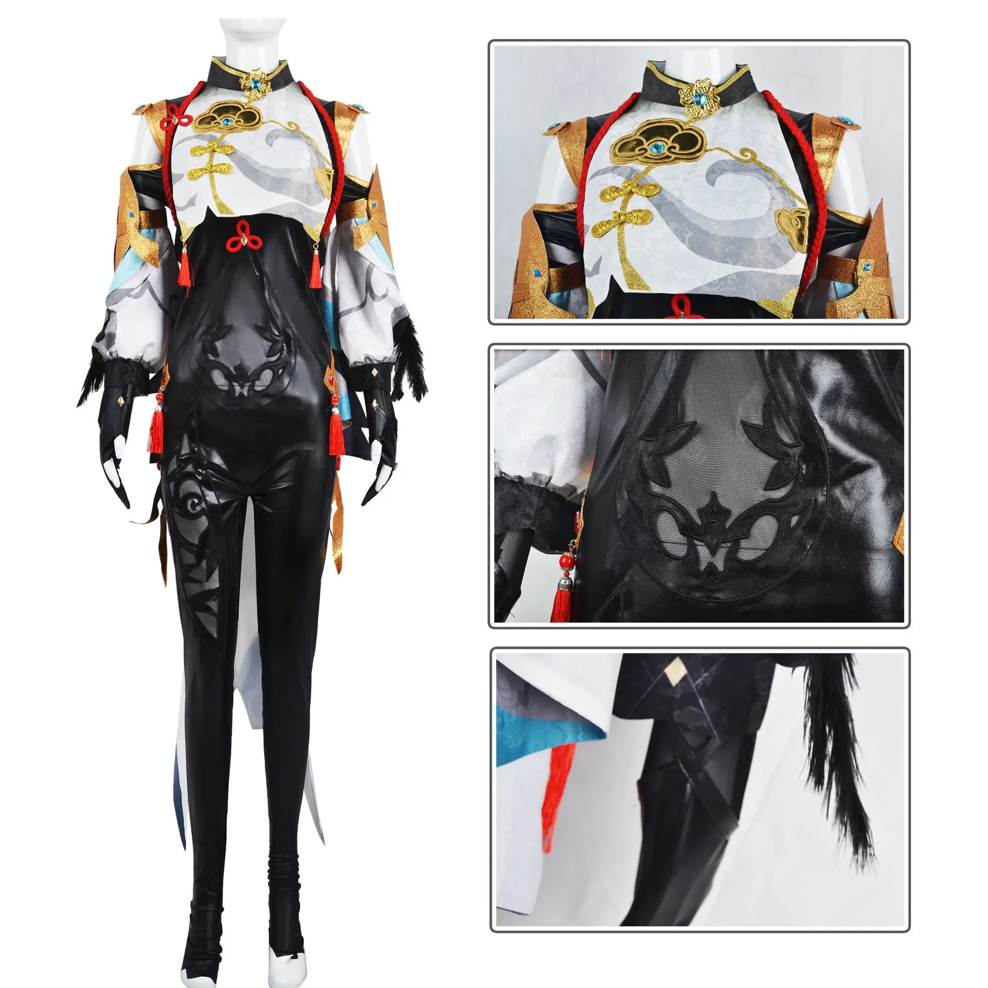 Peluca de Cosplay Genshin Impact Shenhe, juego completo con accesorios, cuero cabelludo de simulación, pelo resistente al calor