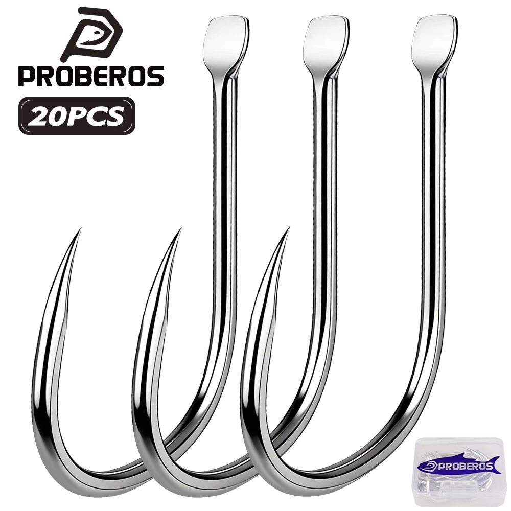 Proberos 20 Stück/Box Hochkarbon-Stahl Gebogene Widerhaken-Angelhaken, Kreisförmige Angelhaken-Set Zubehör Werkzeug Angelausrüstung