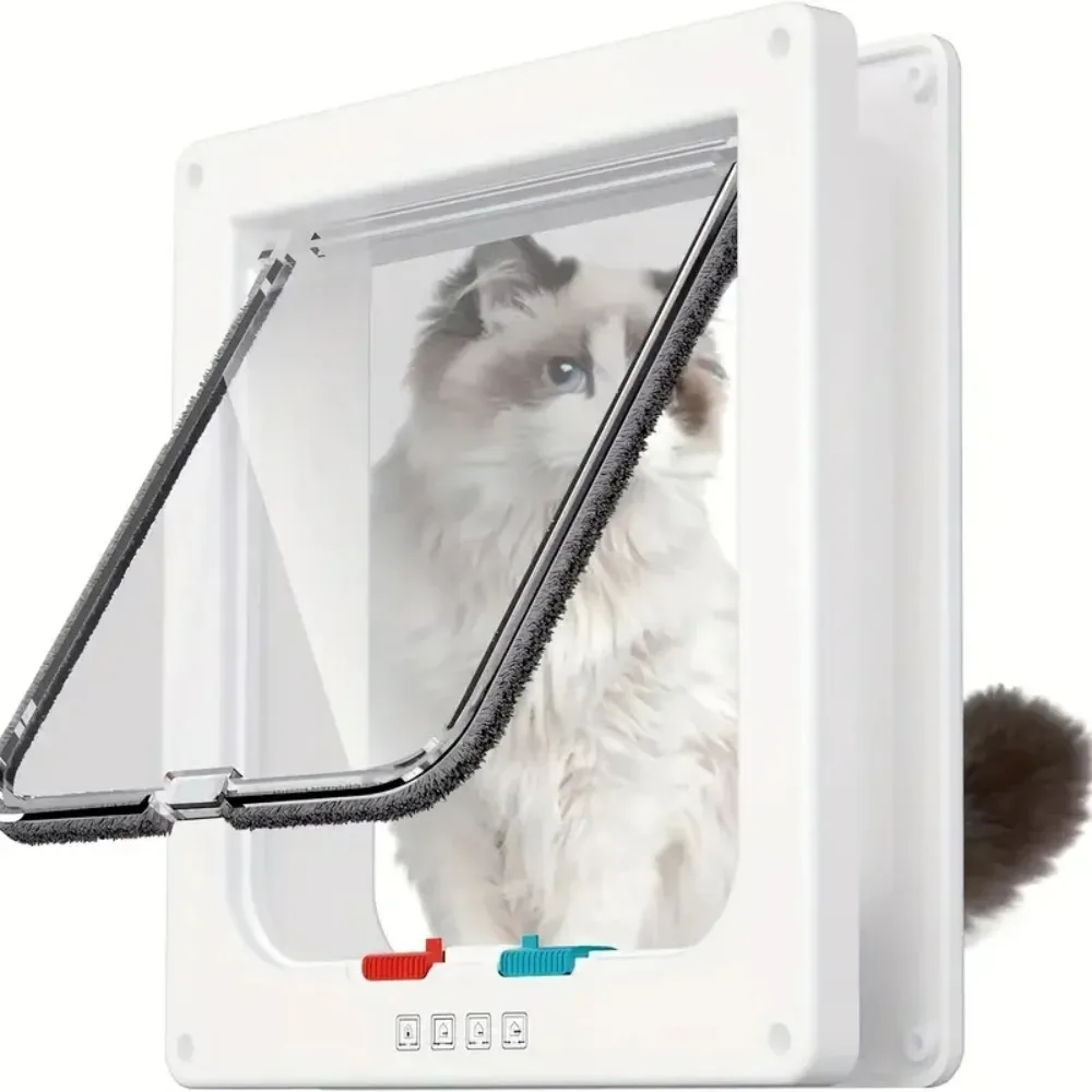 4 Way Locking Security Cat Dog Door Flap Weatherproof Pet Door Kit Extra Flap Door Safety for Kitten Puppy Dog Cat