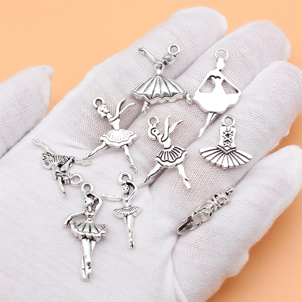 9pcs Antique Silver Color Ballet Charms Collection For DIY Jewelry Making, 9 Styles, 1 of Each