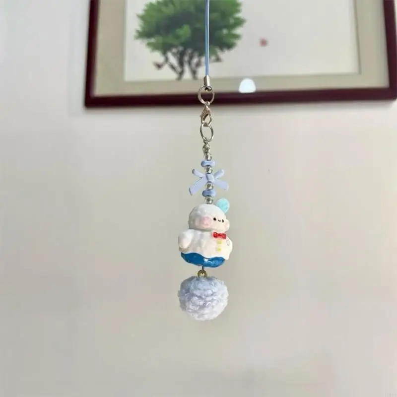 K43F Multipurpose Winter Snowman Snowflake Keychain Phone Accessory Craft With Mixed Materials for Long Time Use Designs