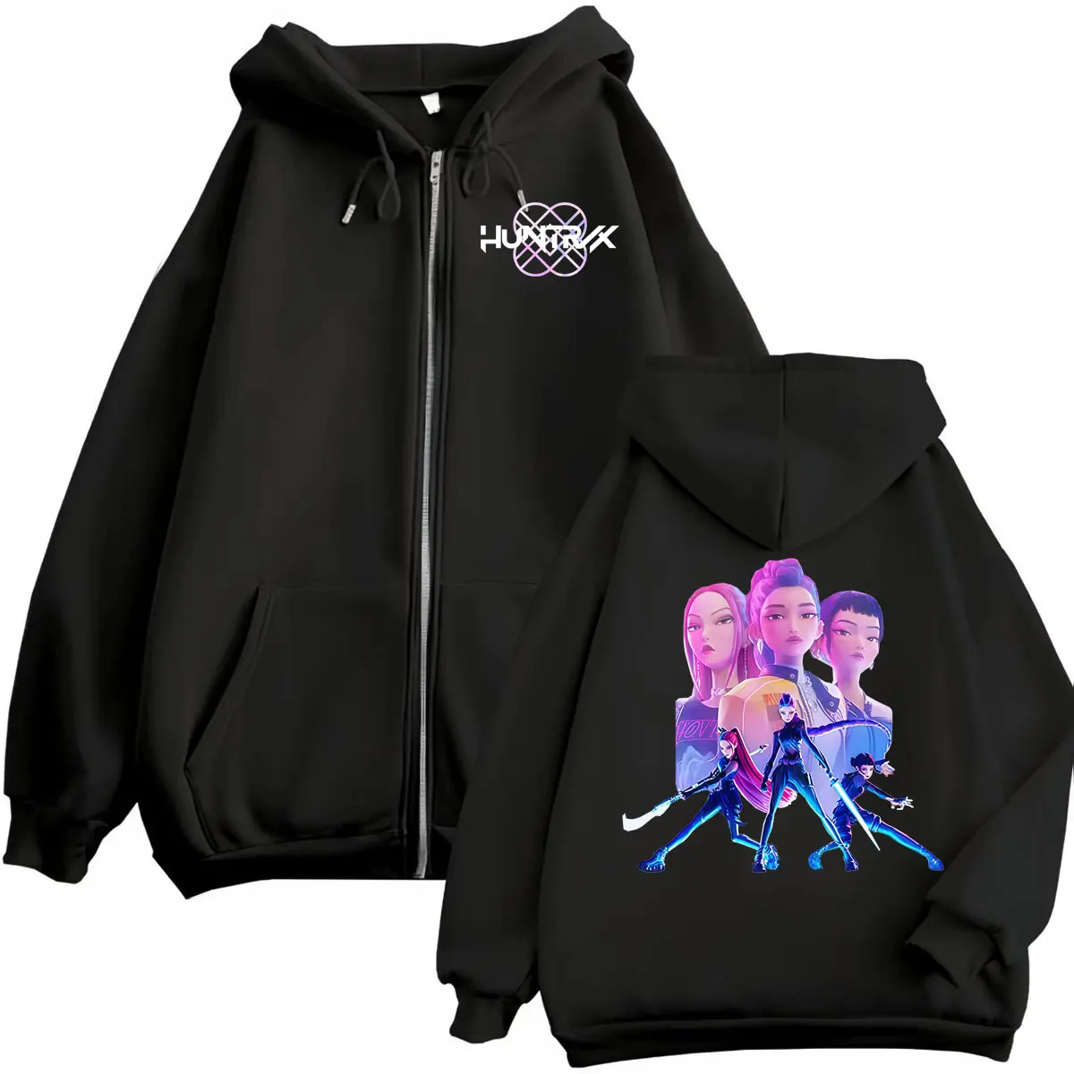

KPop Demon Hunters Zipper Hoodies Harajuku Japanese Cartoon Style Zip Up Pullovers Men Women High Quality Fashion Sweatshirts