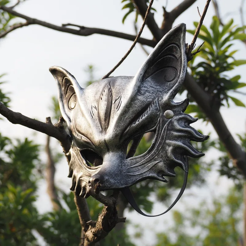 1 pz/set maschera di volpe di Halloween in pelle PU animale accessorio per costume da festa design animale realistico arredamento festivo