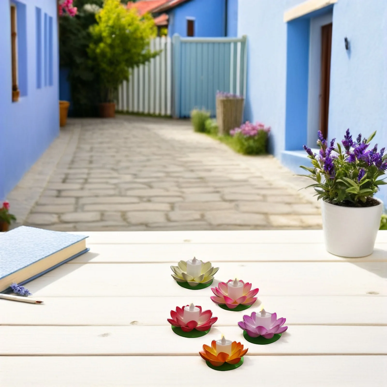 

5Pcs LED Lotus Water Lily Flameless Artificial Flower Pool Decorations Festival Lotus Water