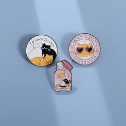 Meow~Cute Animals Cats Brooch Creative Cute Little Kitten Enamel Pins for Women Men Backpack Lapel Badge Jewelry Gifts Wholesale