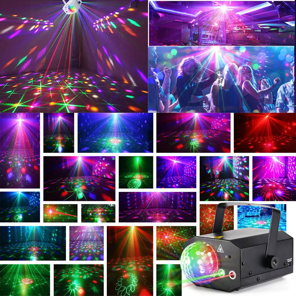 Rotating DJ Magic Mirror Disco Ball LED Karaoke Party Lights Stage Laser Projector Nightclub Bar Show Evening Game Disco Light