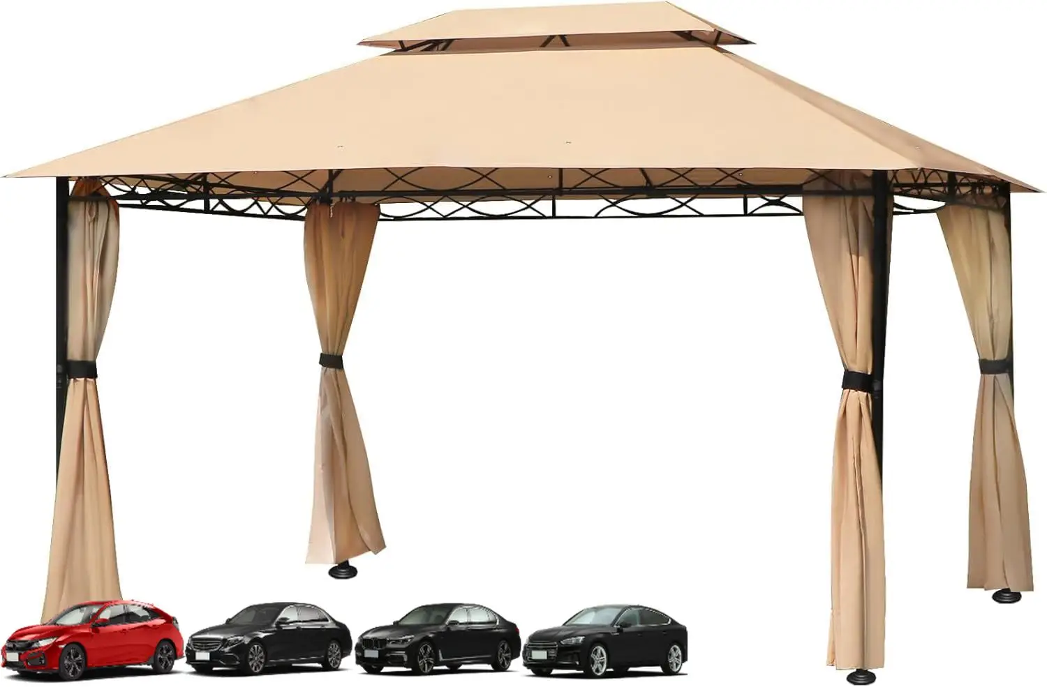 

Беседка FAB BASED 10'x13' для патио, наружный навес с двойным вентиляционным отверстием, занавесками и мешком для песка, палатка для наружного патио с волнистыми линиями, декабрь