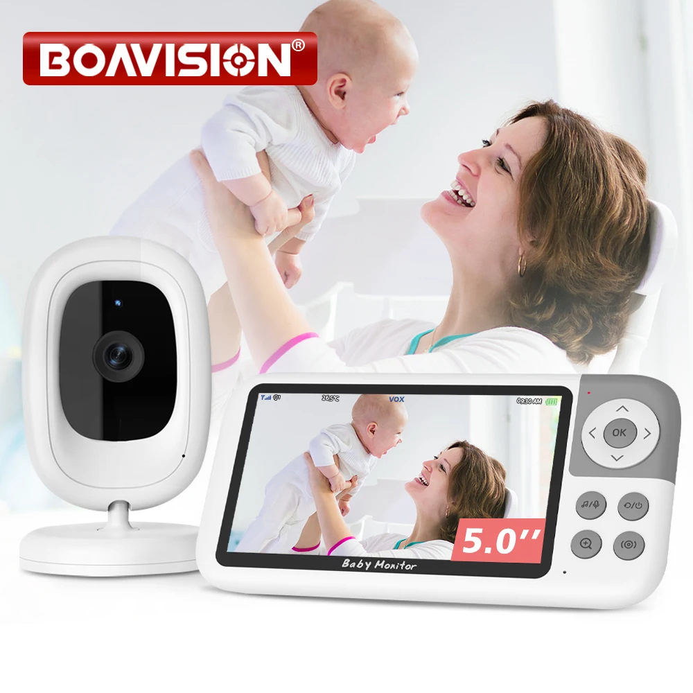 Videocamera per baby monitor da 5,0 pollici 720P Zoom digitale 3X Audio bidirezionale Visione notturna automatica Telecamera di sicurezza con trasmissione 300M VB618
