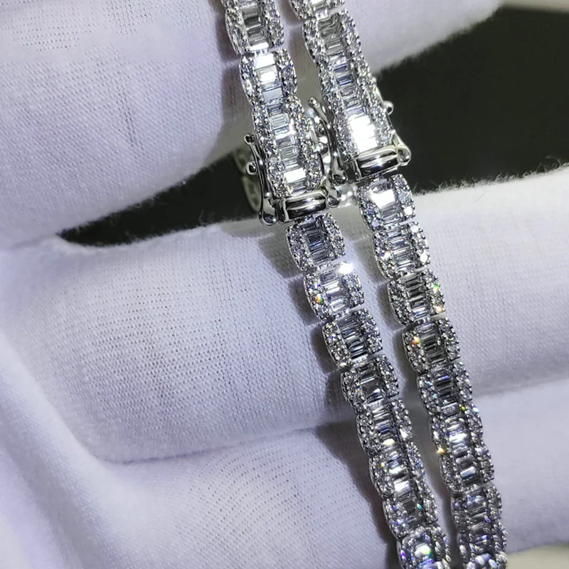 18K White Gold Natural Diamond  Luxury Bracelet 4.5Ct Very Shiny Party Birthday Gift Quality Guarantee