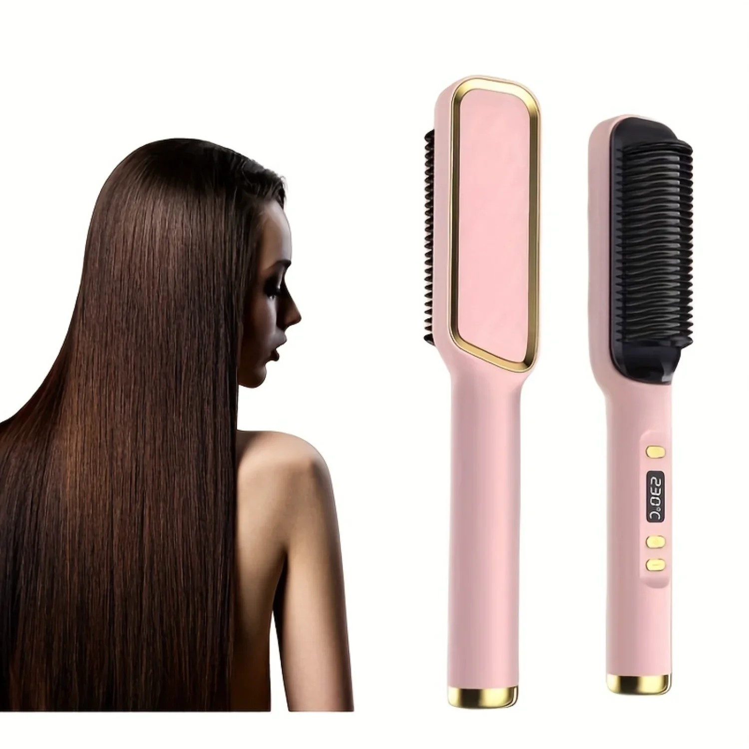 

Experience Salon Quality Sleek & Versatile 2-in-1 Ceramic Hair Styler - Curl & Straighten with One Hot Comb, Anti-Scald, Power