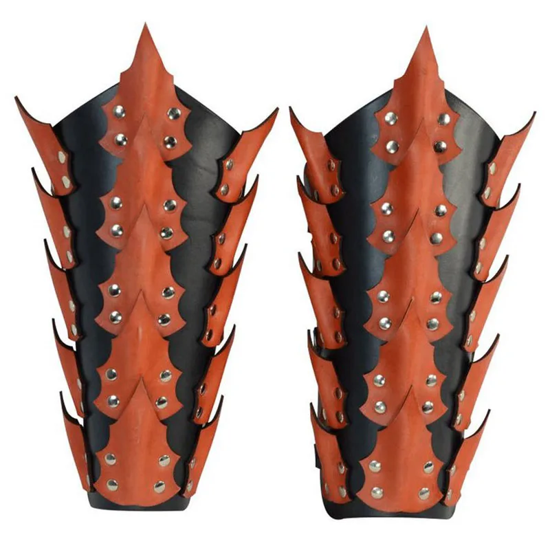 هالوين القرون الوسطى قزم درع بولي Leather الجلود الأخضر مقياس واقي المعصم سلتيك فايكنغ فارس تأثيري حلي الدعائم قفازات الأصفاد جديد 2025