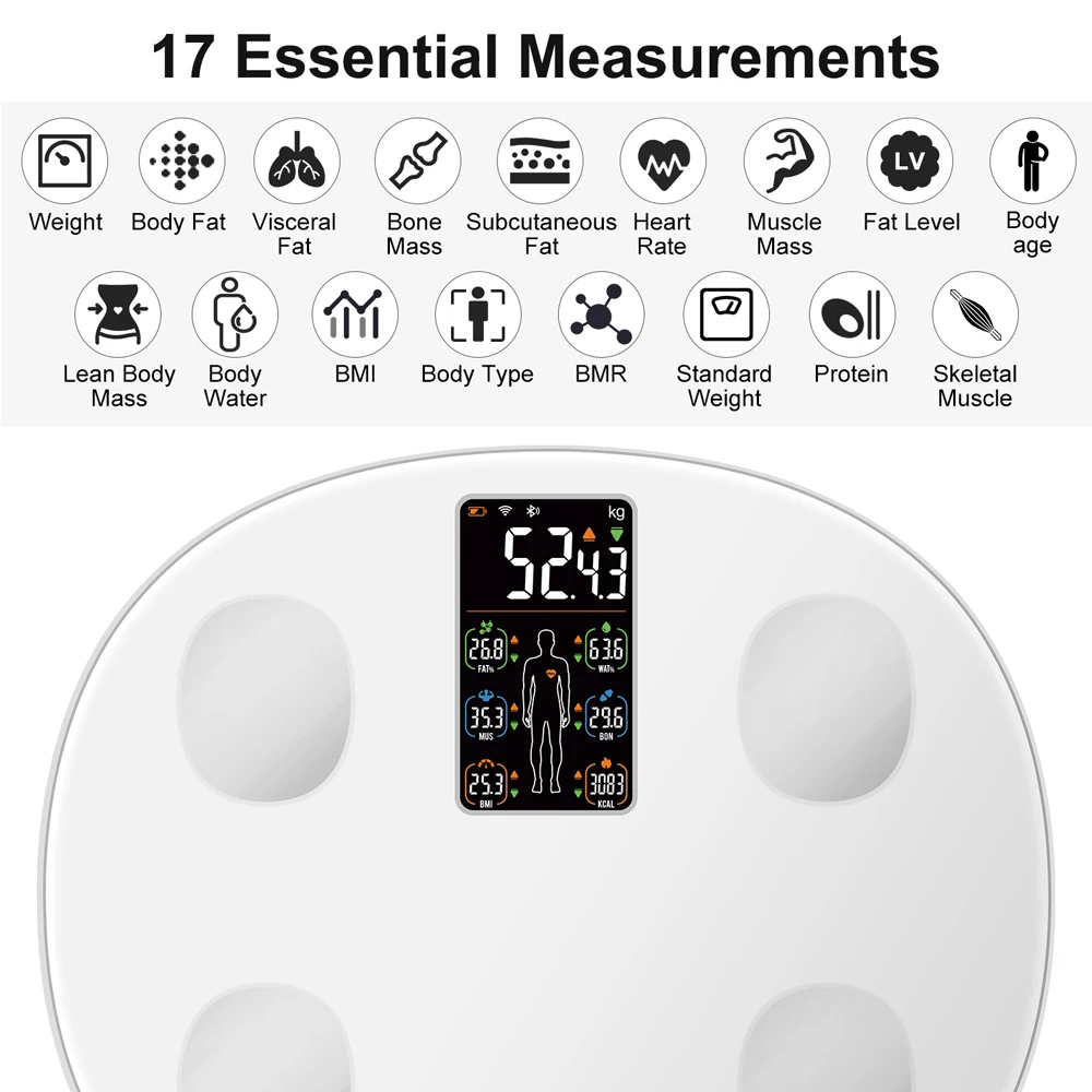 INSMART Digital Body Weight Scale with Screen for Body Fat Scale BMI Bluetooth Bathroom Scales Balance Smart Scales