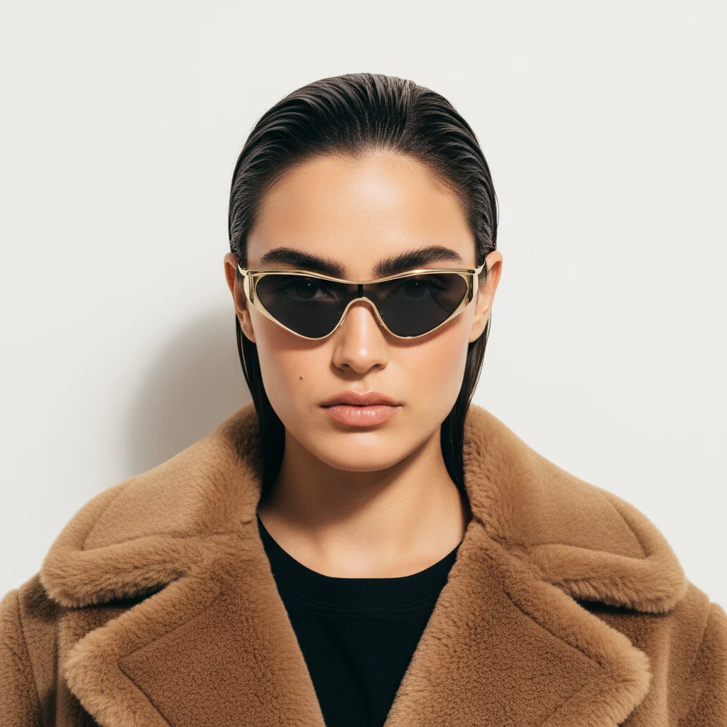 Modische Y2K Cat-Eye Visor Sonnenbrille für Damen mit Einzellinse für Partys