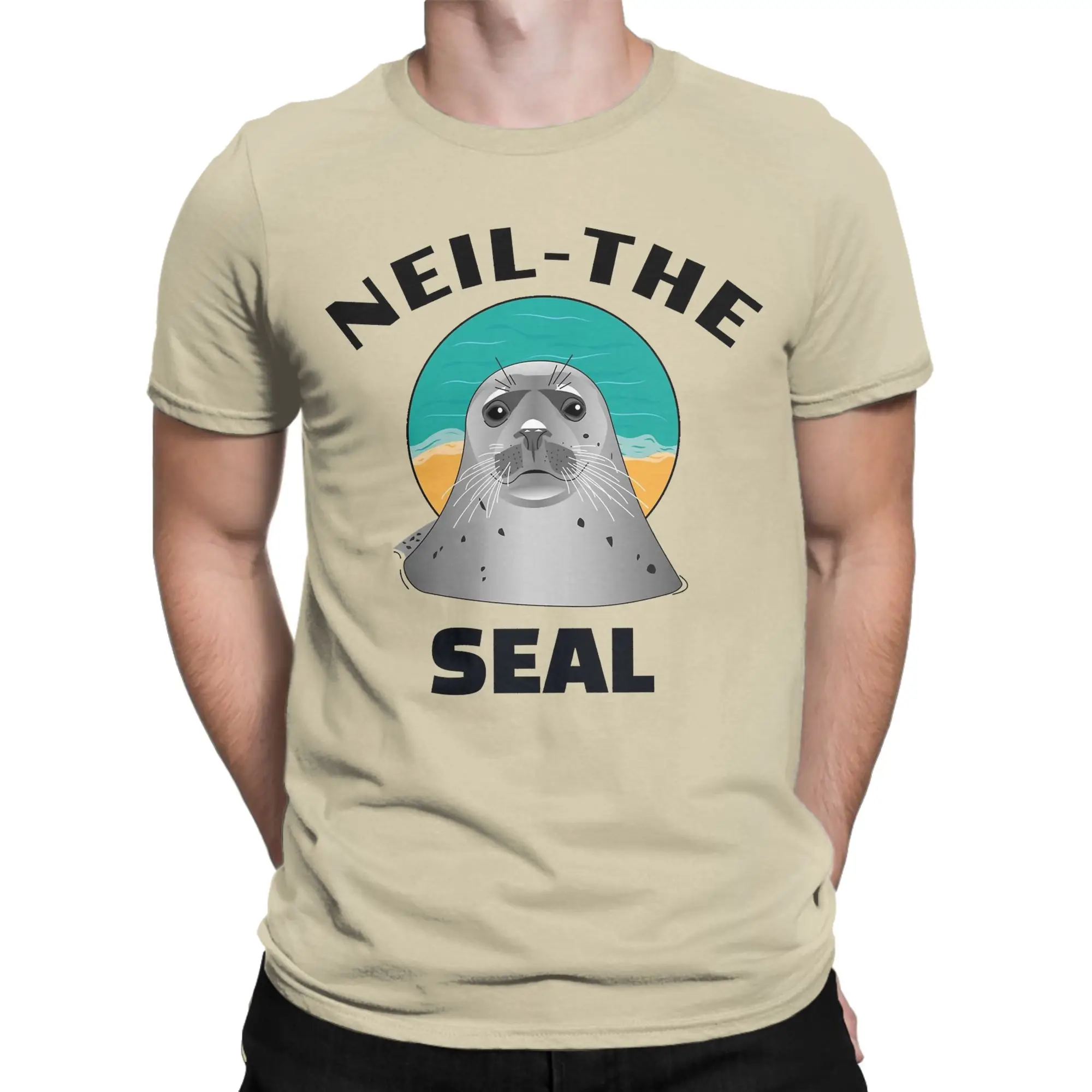 Men's Neil the seal T Shirts  Pure Cotton Clothing Vintage Short Sleeve O Neck Tee Shirt Summer T-Shirts