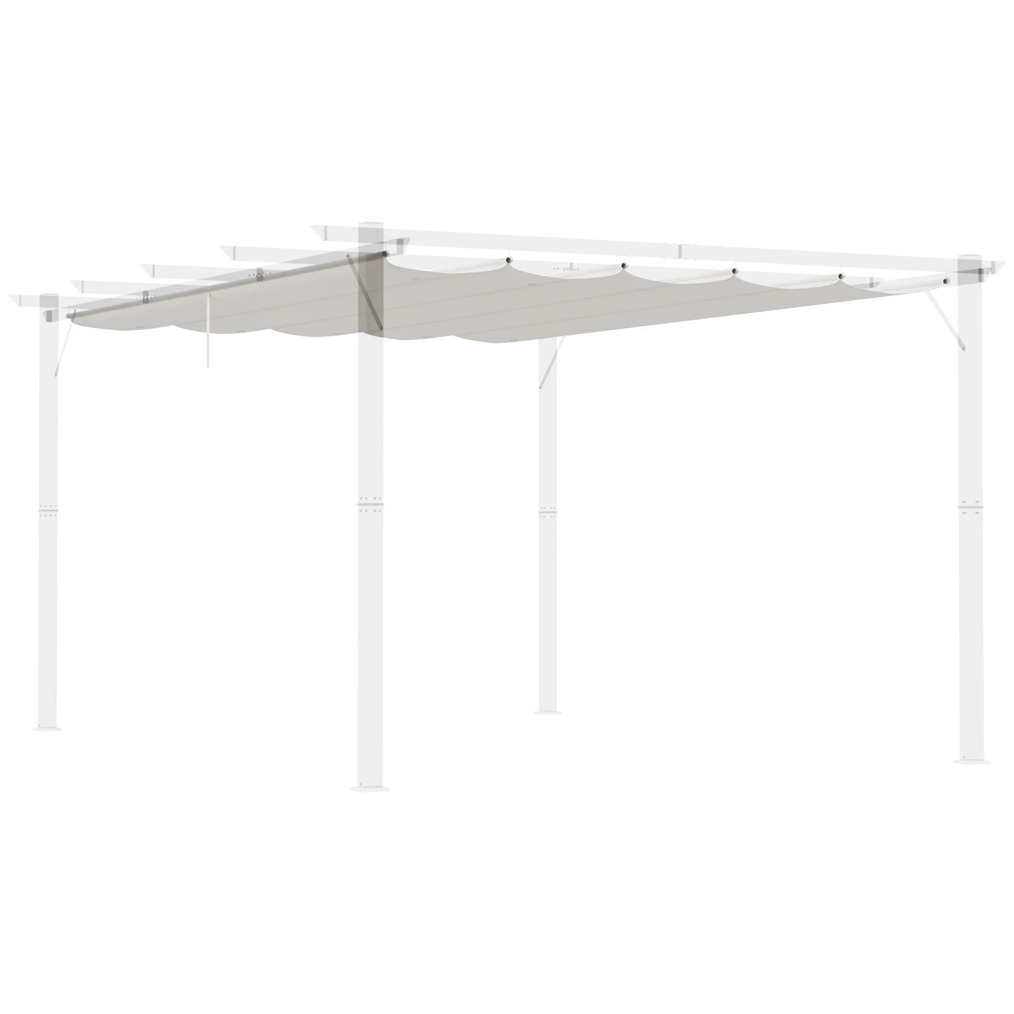 Outsunny retractable pergola cover 3,5x2,6 m 10 drain holes