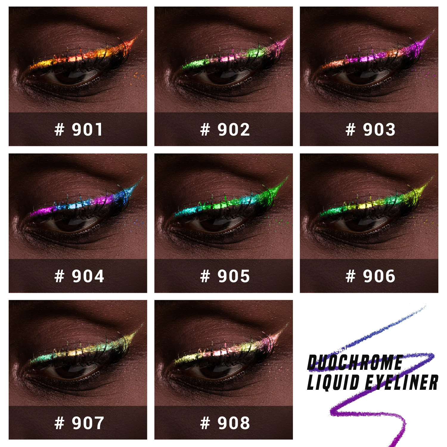 CHARMACY Duochrome Eyeliner Liquid Waterproof Long-stay Eye Liner Ultra-Fine Tip Eyeliner High Pigment Glitter Eye Makeup