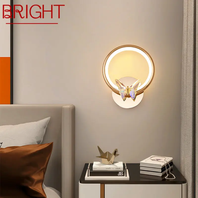 

BRIGHT Nordic Wall Lamp Modern Butterfly Decor Sconce Light Luxury LED 3 Colors Creative Fixtures For Home Bedroom Study