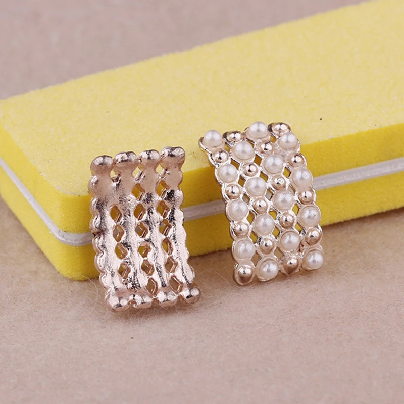 Engood 100Pcs Arc Pearl Rhinestone Buttons Sewing Trim Embellishment Craft Buckles Wedding Decoration DIY Hair Accessories ZJ106