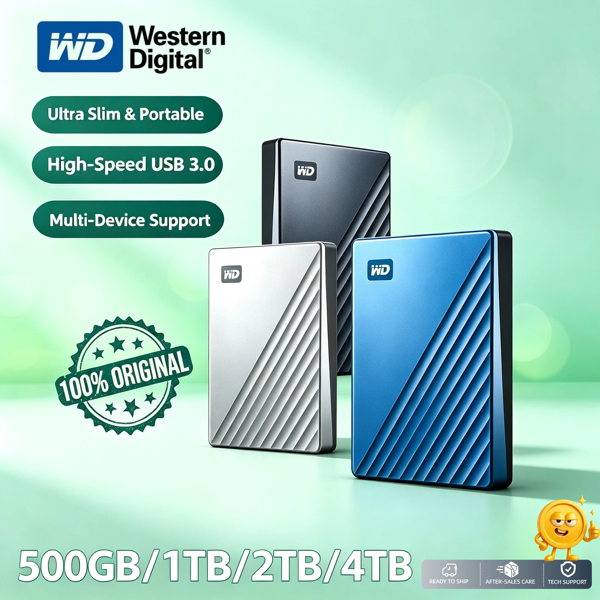 WD My Passport Ultra Metal Edition 500GB 1TB 2TB 4TB Western Digital Portable HDD Travel Package Expansion