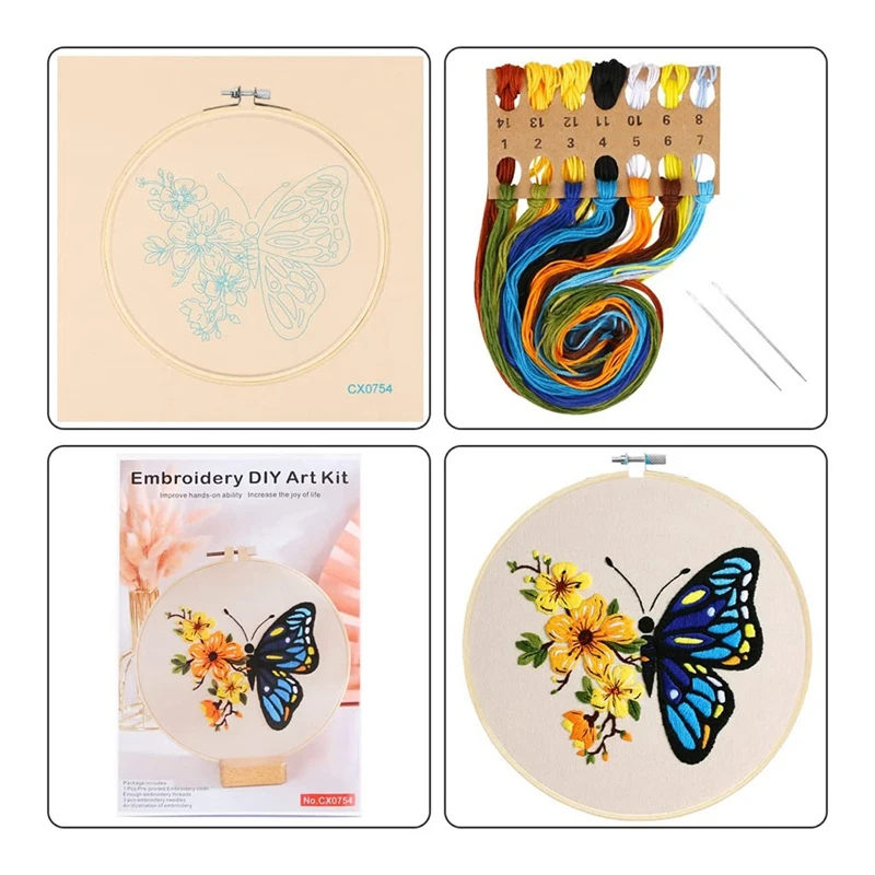 Embroidery Starter Kit Embroidery Patterns Kit Including Embroidery Fabricsbamboo Embroidery Rings, Stitches, Women's Hobbies