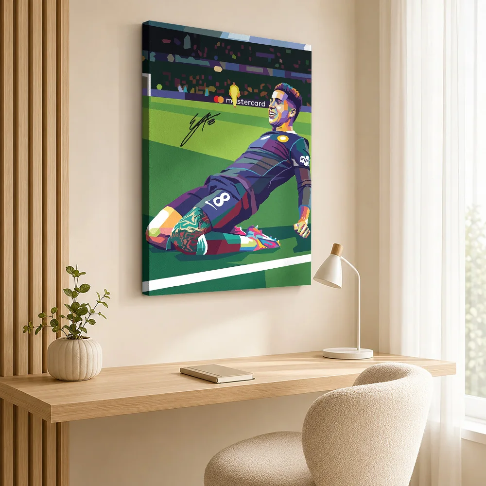Football Player Celebrating Goal Canvas Print Poster Personalized Photo Sports Portrait Wall Paintings Decoration for Man Cave