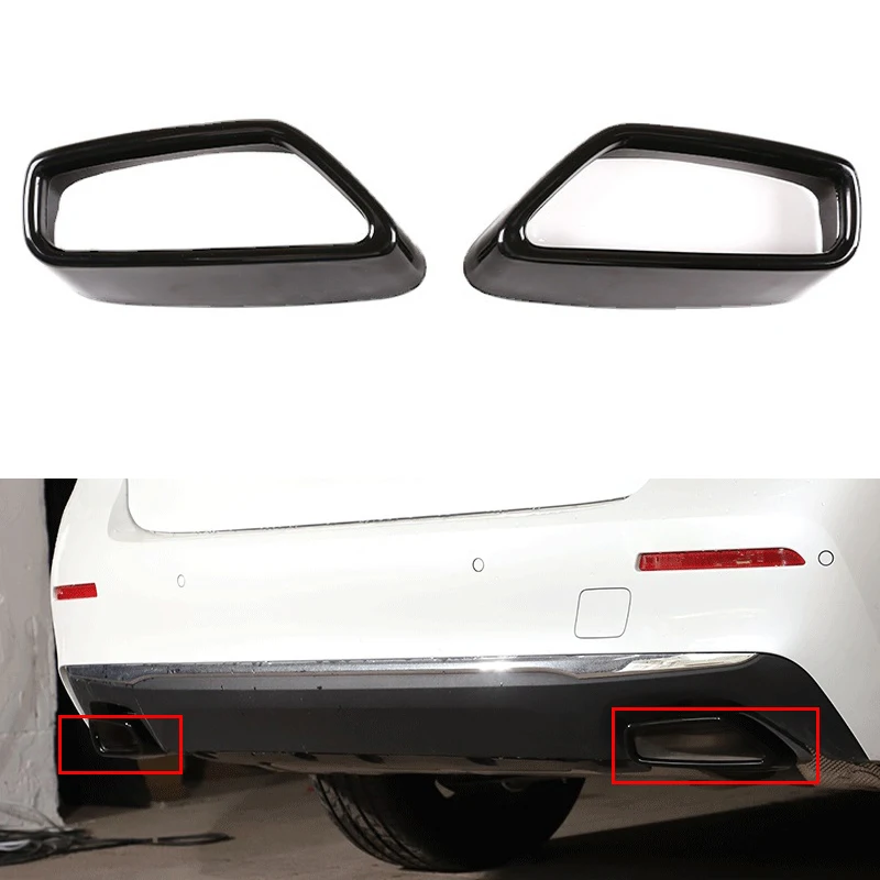 

Carbon Fiber Stainless Steel Car Rear Exhaust Muffler Pipe Cover Trim Tail Throat Frame Black For BMW 5 Series G30 G38 2018-2021