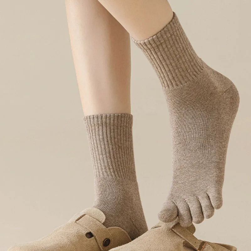 5 Pairs Women Toe Socks Thick Winter Cotton Solid Loose Breathable Warm Floor Sleeping Terry Against Cold Snow Five Finger Socks image 3
