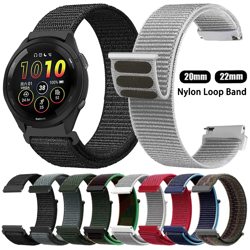 20 нейлоновых ремешков 22 мм для часов Garmin Forerunner 265 255 165 570 245, сменные музыкальные ремешки Venu 3 2/Vivoactive 6 5, браслет