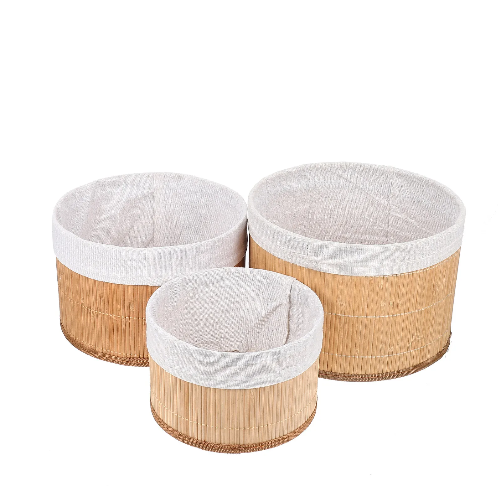 

3Pcs Round Woven Bamboo Storage Basket Premium Fruit Snack Organizer Decorative Table Basket for Living Room Bedroom