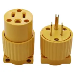 Żółta Ameryka 6-15P 5-15P 125V 15A Rewirable 3-Pole NEMA US Locked Industry Power Converter Plug Inline Wired Connector Type B