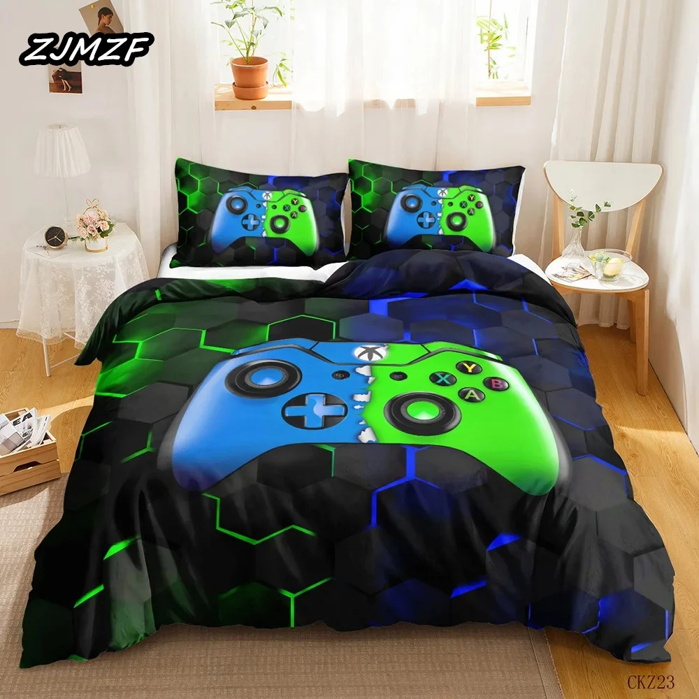 Gamer Bedding Sets For Boy, Gamepad Controller Duvet Cover Set King Size,Video Games Home Decor Comforter Cover For Teen Bedroom