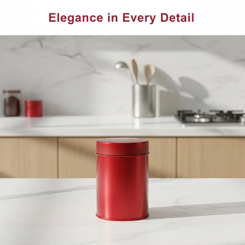 Airtight Iron Tea Canister Food Safe Metal Storage Tin Double Layer Lid for Kitchen Pantry Tea Coffee Spice Organization