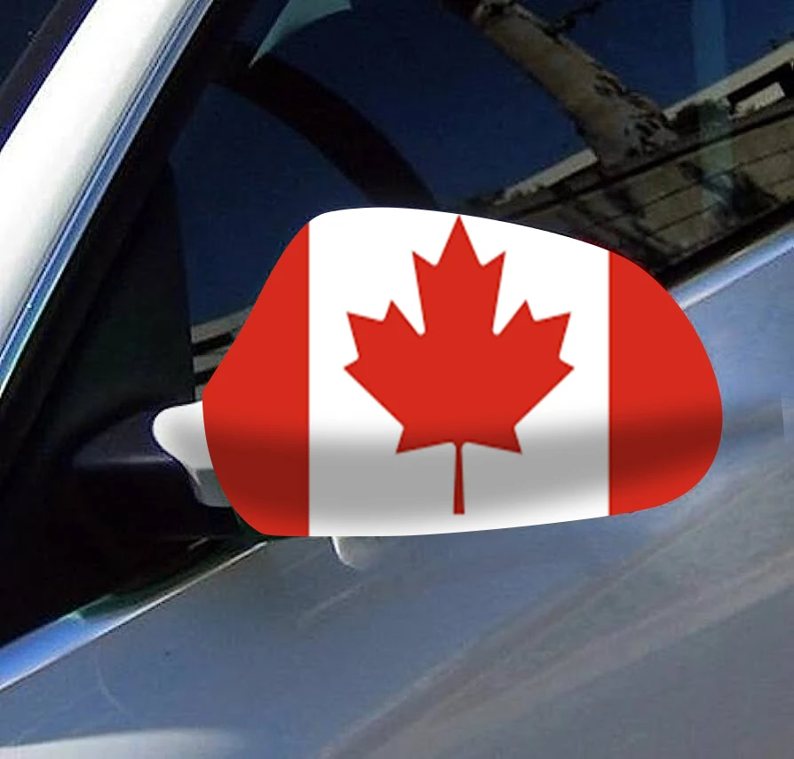 Directly Delivery 2 Pcs Free Size Four-way stretch fabric Canada Canadian Flags Car Mirror Cover