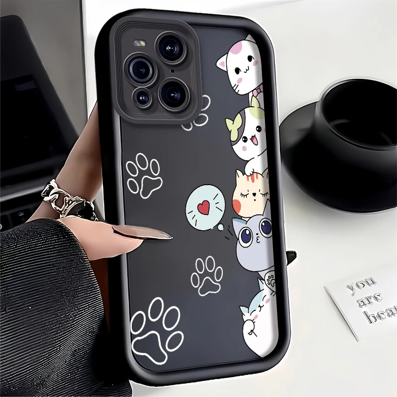 Cute Cat Silicone Case For OPPO Find X3 X5 X2 X3 Lite F11 F21 F19 Pro F23 Cartoon Shockproof Soft Cover Coque