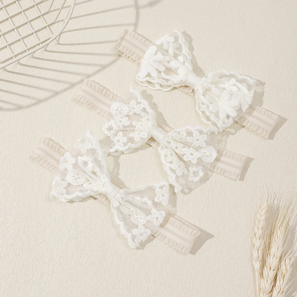 3 Buah/Set Hiasan Kepala Anak Ikat Rambut Elastis untuk Bayi Perempuan Ikat Kepala Ikatan Simpul Renda Lucu Turban Anak Aksesori Rambut Bayi Perempuan