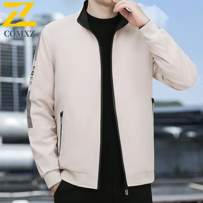 

COMXZ Мужская новая куртка Классический воротник-стойка Открытый офис Легкие куртки Деловые повседневные удобные ветрозащитные осенние пальто