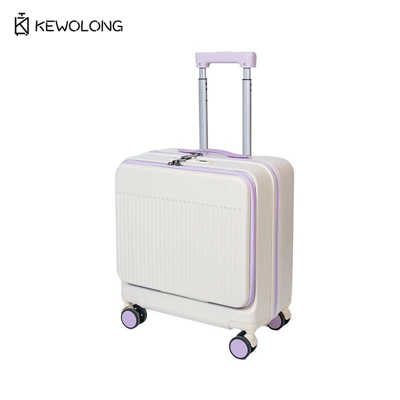 Ultra Lightweight Front Opening Carry On Suitcase 18/20 Inch,  Lock Small Multi-Function Travel Trolley Luggage