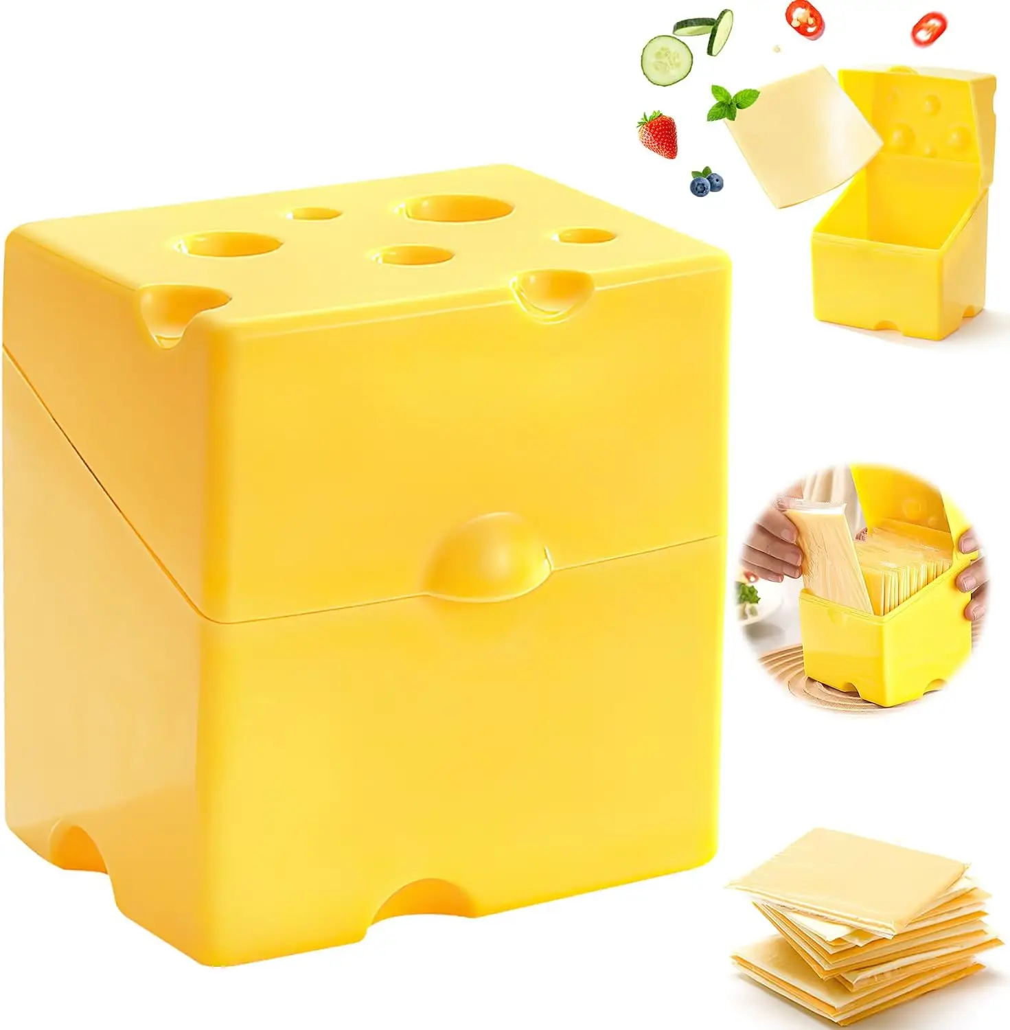 Sliced Cheese Storage Container Sliced Cheese Container with Flip Lid Cheese, Cheese Slice Crisper Refrigerator Storage Rack