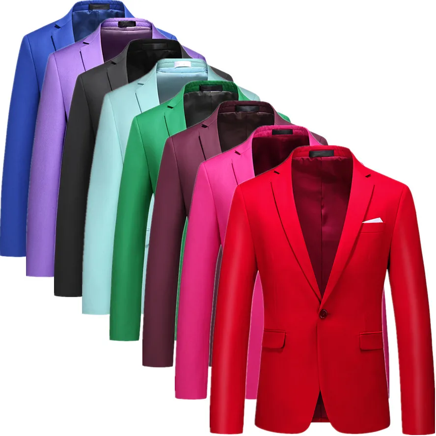 

Men Solid Color Long-sleeved Suit Jacket, Business Office Slim-fit Coat, Asian Size M-6XL, Available in Multiple Colors Blazer