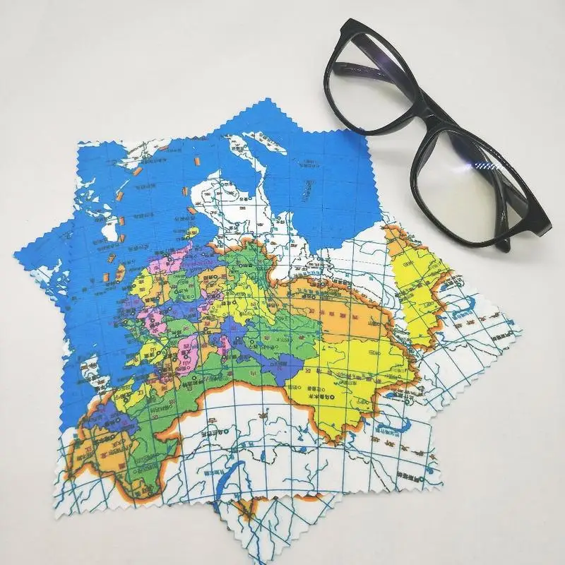 10 Pcs Microfiber Sunglasses Eyeglasses Cleaning Cloth Map Print Glasses Eyewear Clean Lens