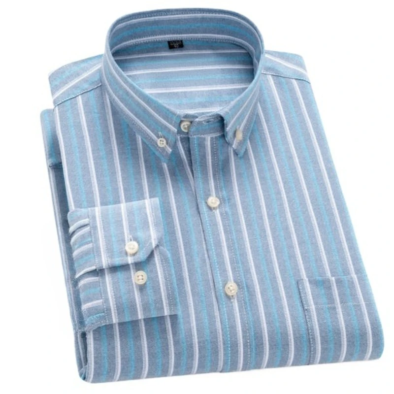 100% Baumwolle Smart Shirt Casual Oberteil Kleidung Strapazierfähig Einfarbig Langarmhemd Übergröße Alltag Business Büro